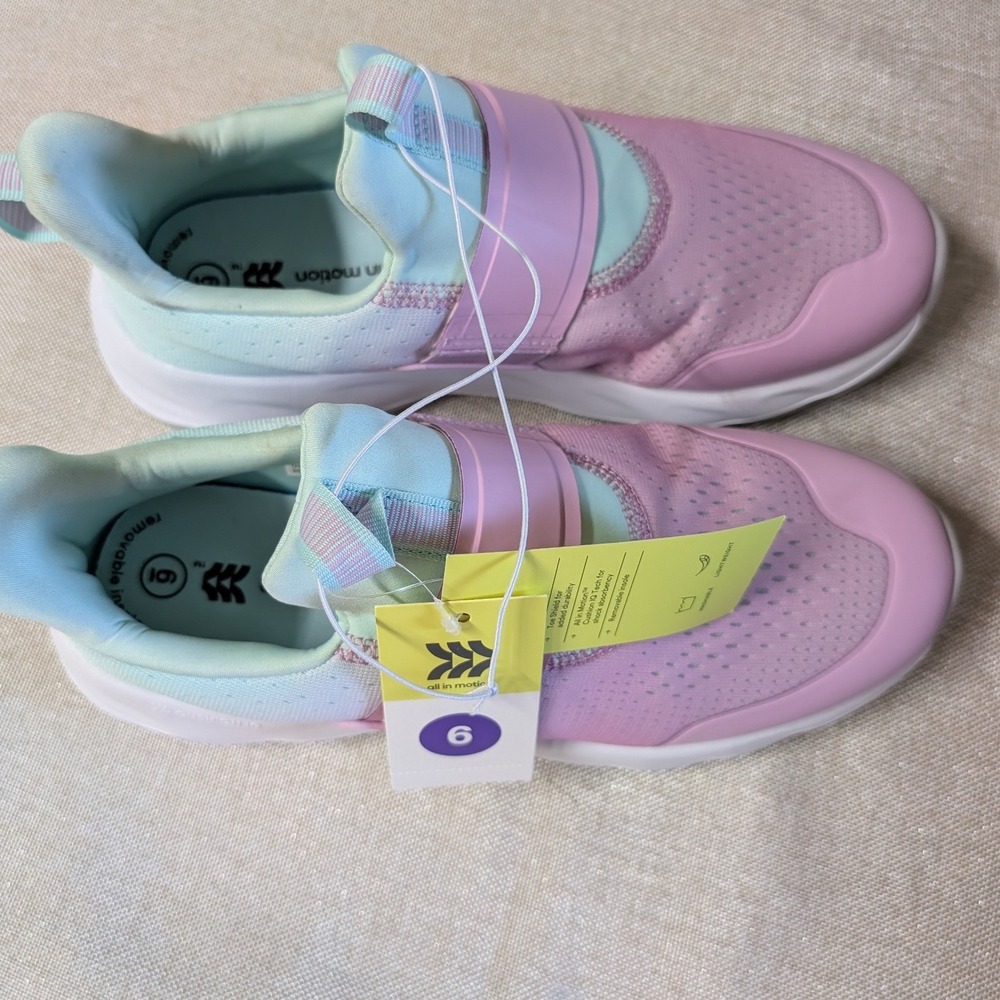 All in Motion Sneakers Girls 6 Pink NWT Slip On Cushion IQ Athletic Shoes
